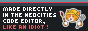 Button background: Stylised version of the NeoCities editor. White text: "Made directly in the NeoCities code editor, like an idiot!"