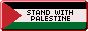 Button. The flag of Palestine. It reads: "Stand with Palestine"