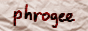 Button. Gif of crumpled paper. Red lettering: "phrogee"