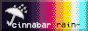 Button. Colour gradient of the colour of the sky. An umbrella. Writing: "cinnabar rain"