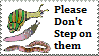 Stamp of a snail, a slug and a worm: "Please don't step on them"